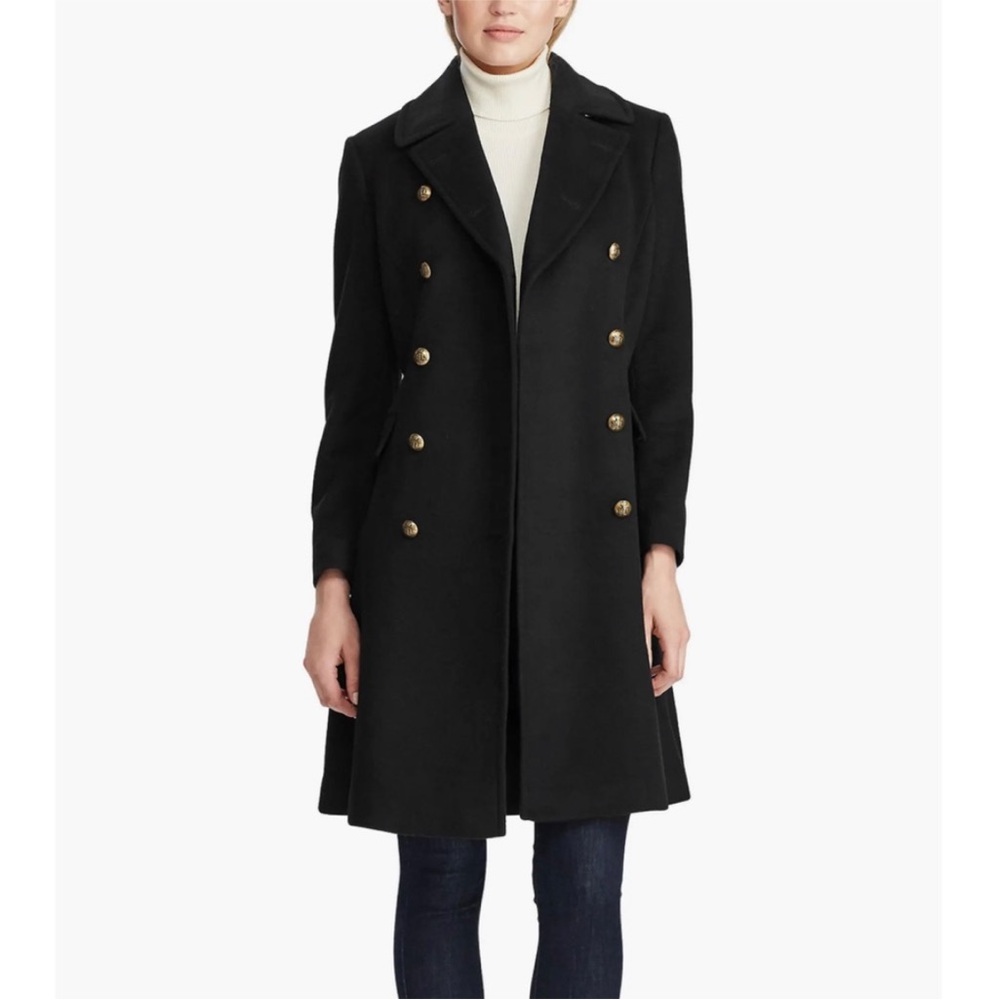 Lauren Ralph Lauren green Double-Breasted military Coat Wool blend